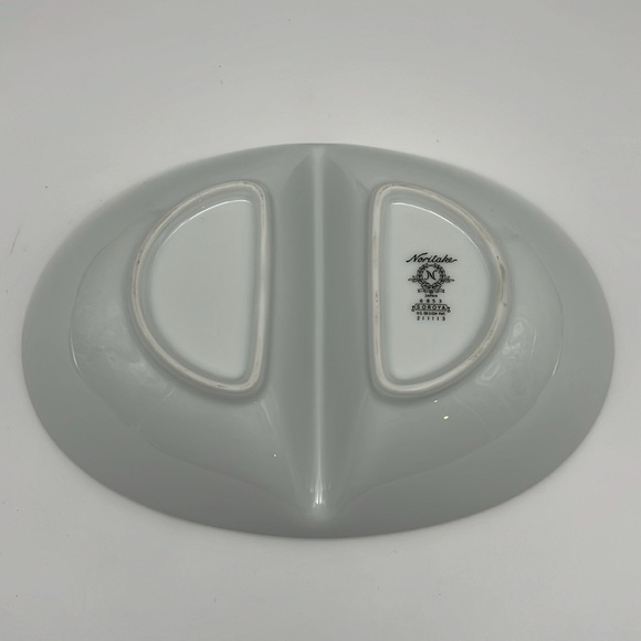 Noritake Soroya 6853 Divided Oval Serving Dish Light‎ Green Daisy Floral Pattern - Picture 6 of 9